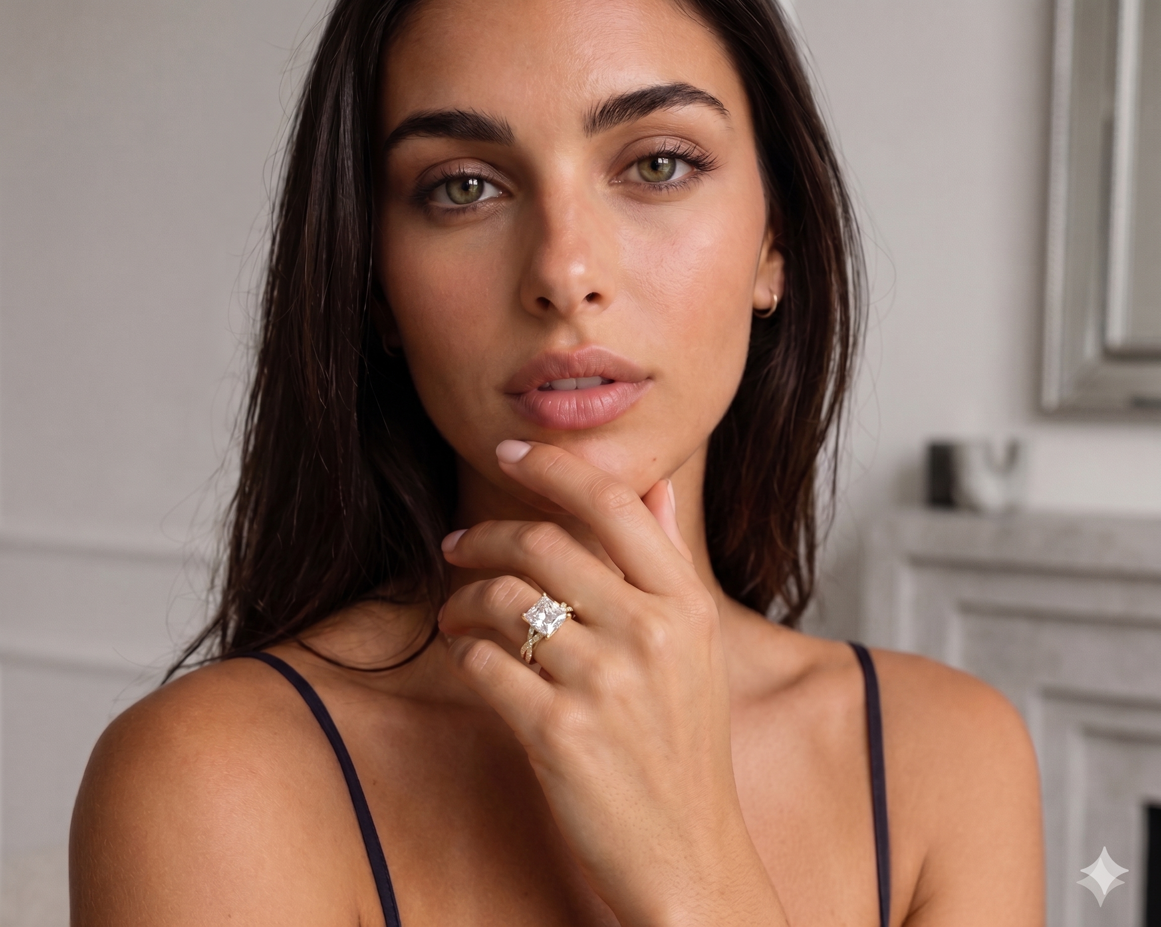 Princess Cut Twisted Pavé Diamond Engagement Ring
