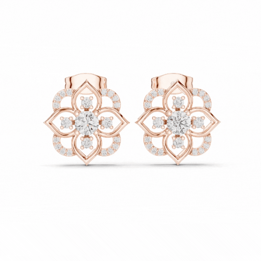 Lotus Crown Diamond Earrings