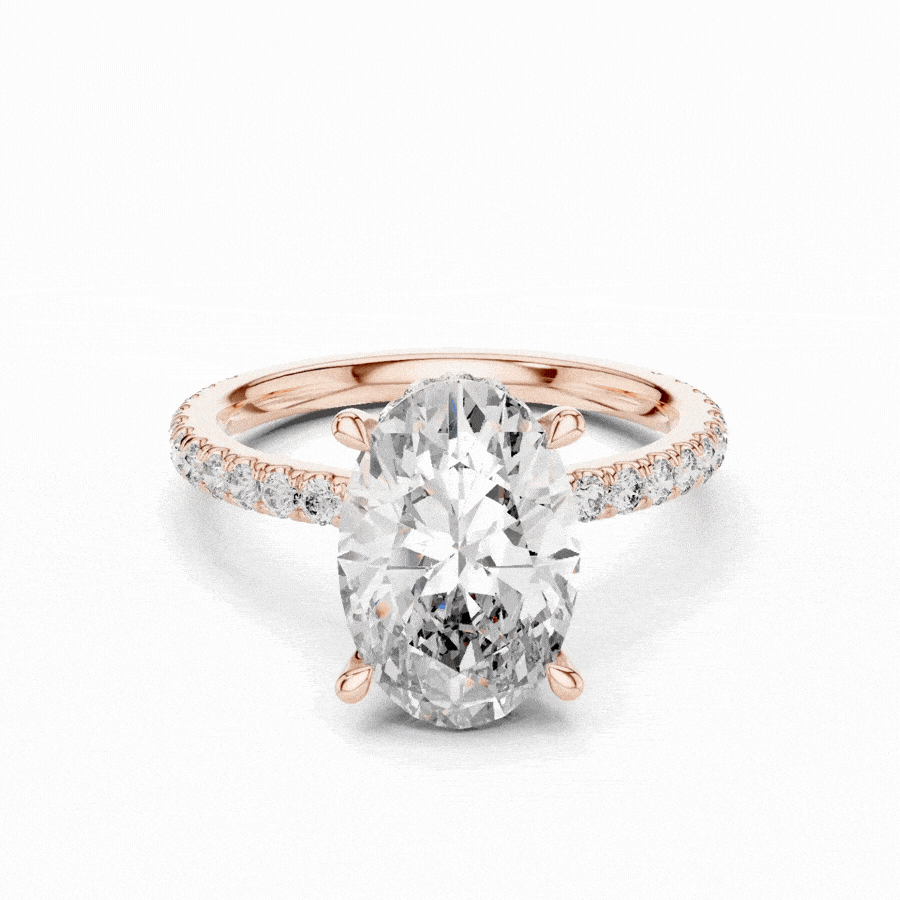 Lunévia Oval Hidden Halo Diamond Engagement Ring