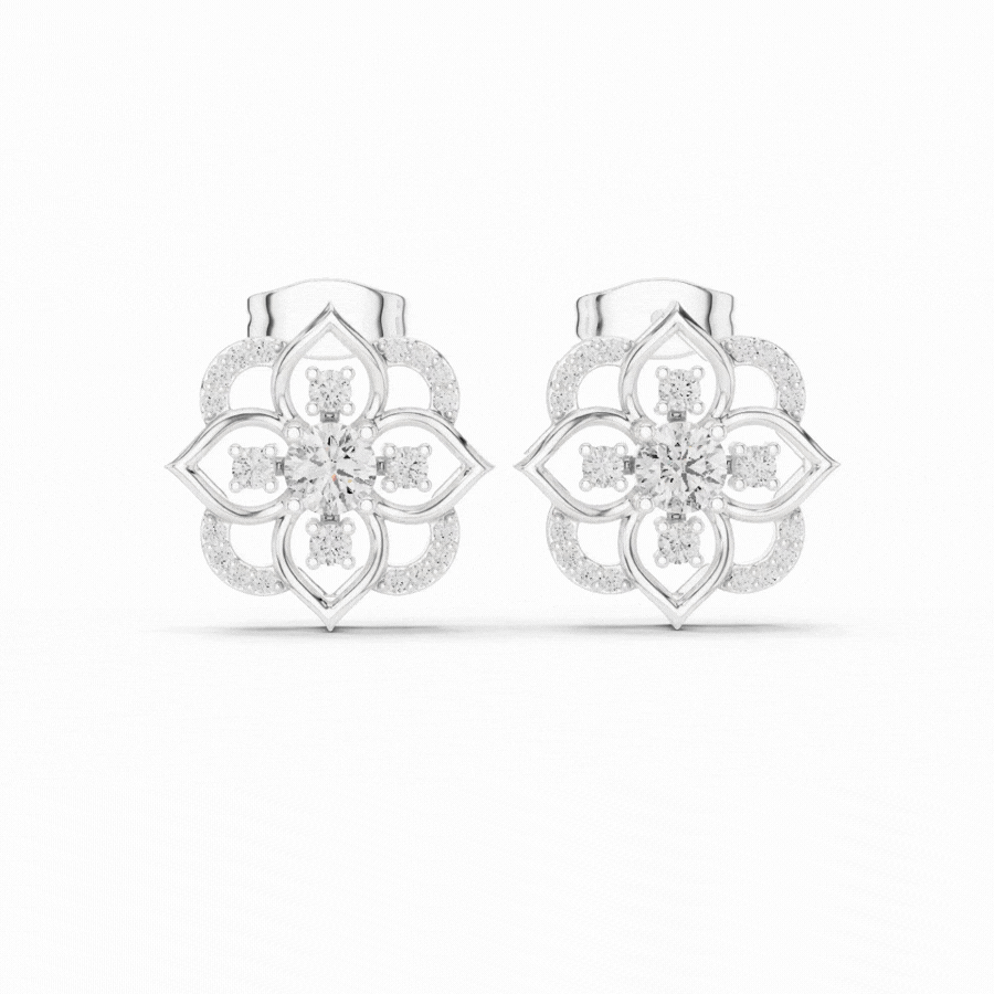 Lotus Crown Diamond Earrings