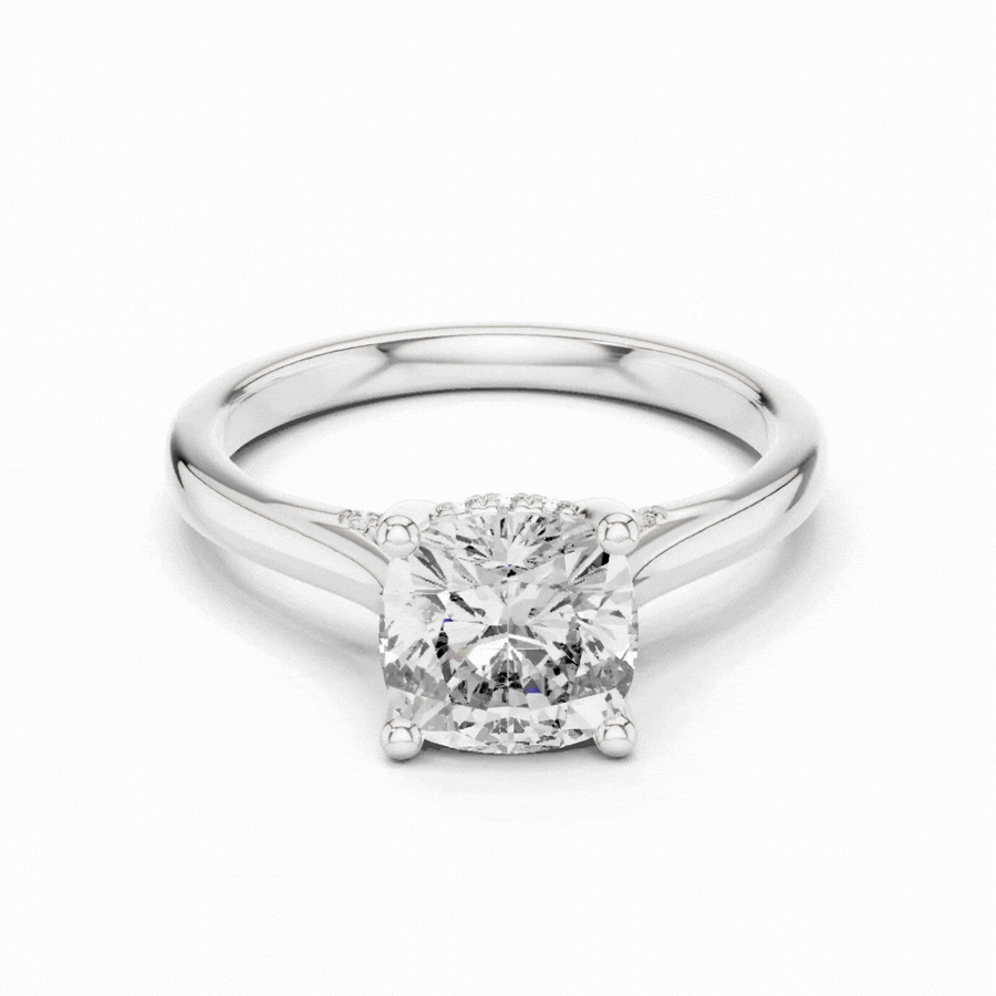 Veloura Cushion Cut Solitaire Diamond Engagement Ring