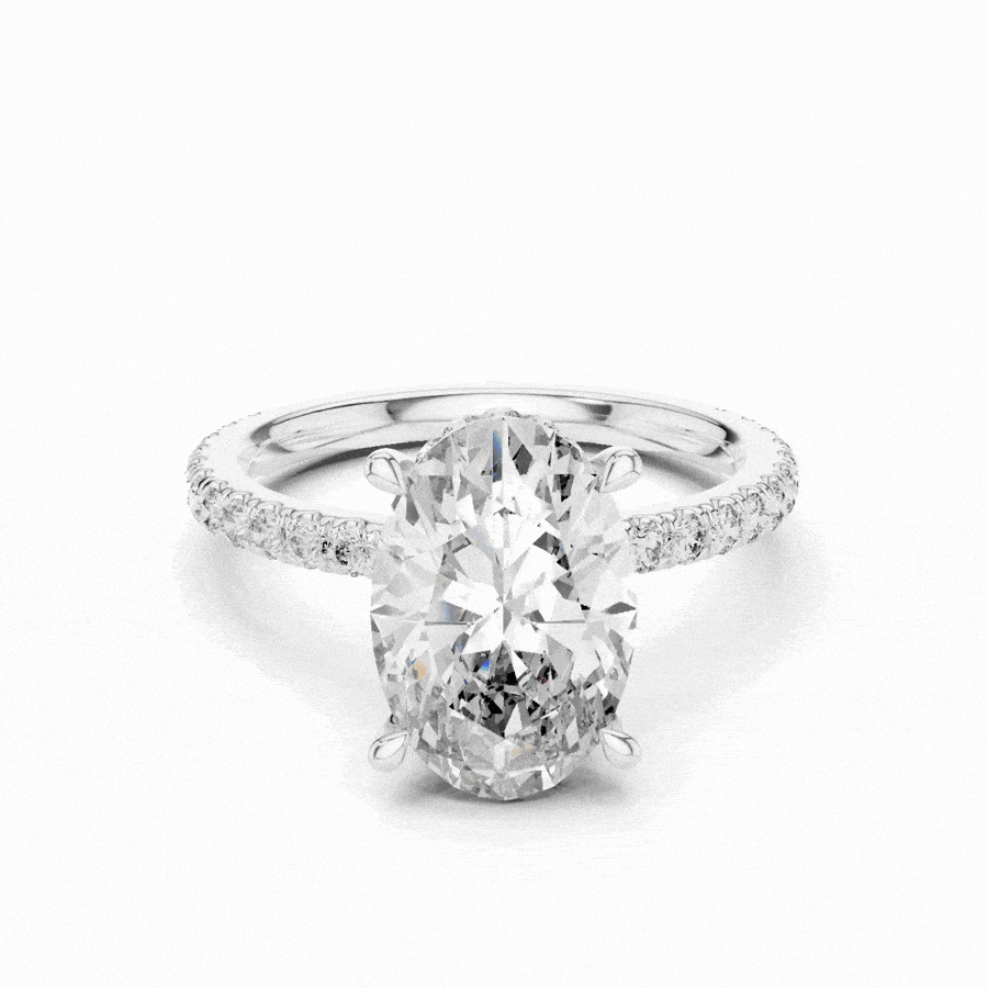 Lunévia Oval Hidden Halo Diamond Engagement Ring