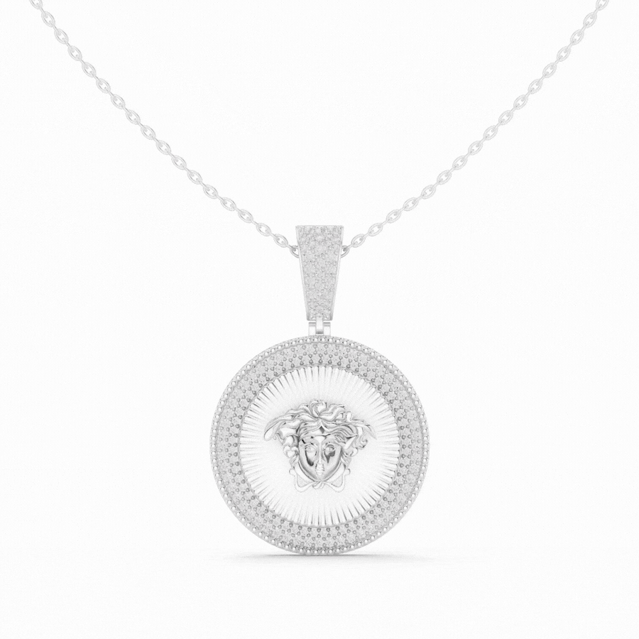 Sun Medusa Diamond Pendant