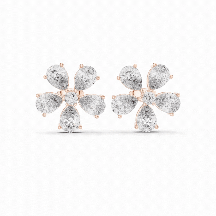 Pearlisse Five Stone Pear Diamond Stud Earrings