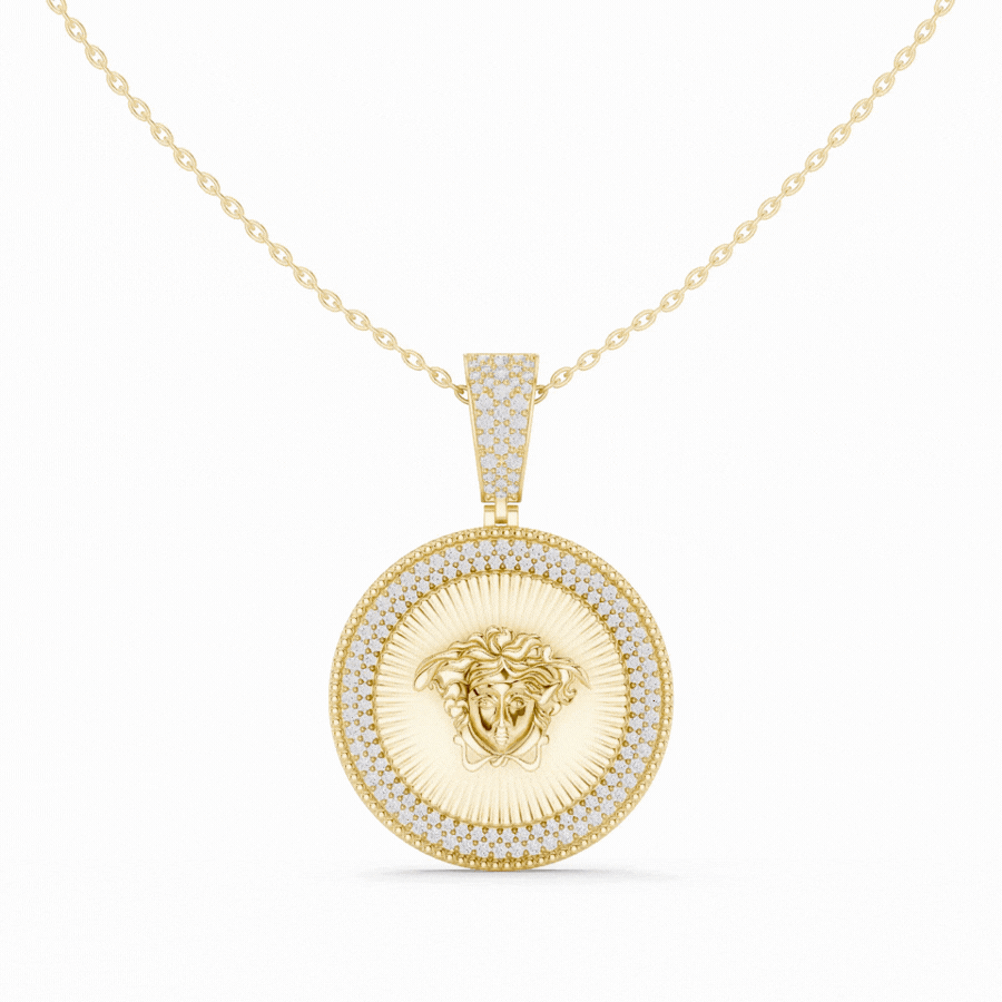 Sun Medusa Diamond Pendant
