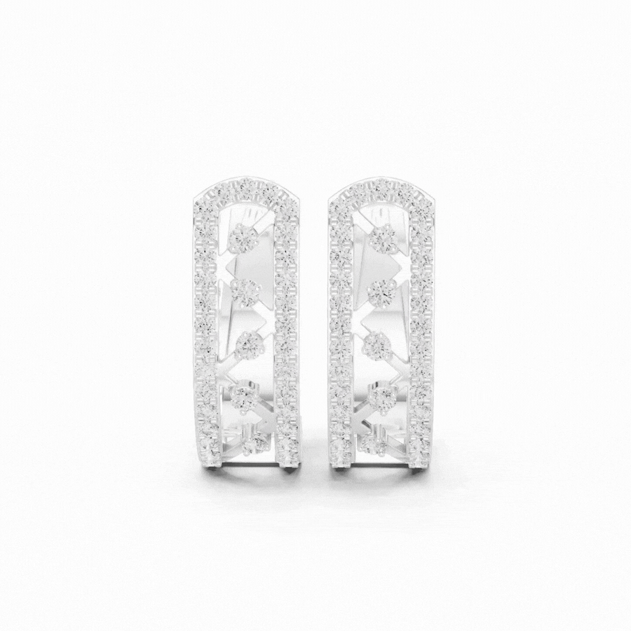 Crownelia Diamond Huggie Hoop Earrings
