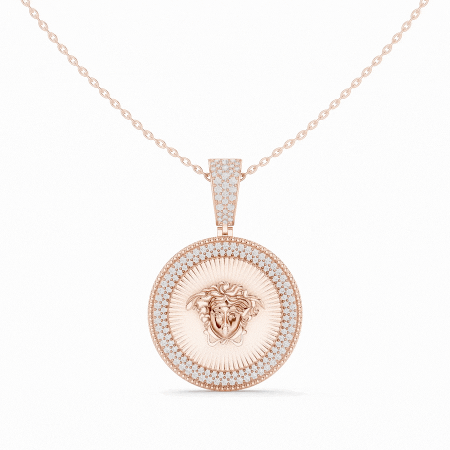 Sun Medusa Diamond Pendant