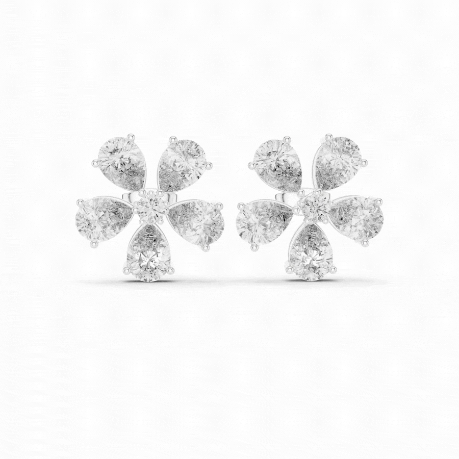 Pearlisse Five Stone Pear Diamond Stud Earrings
