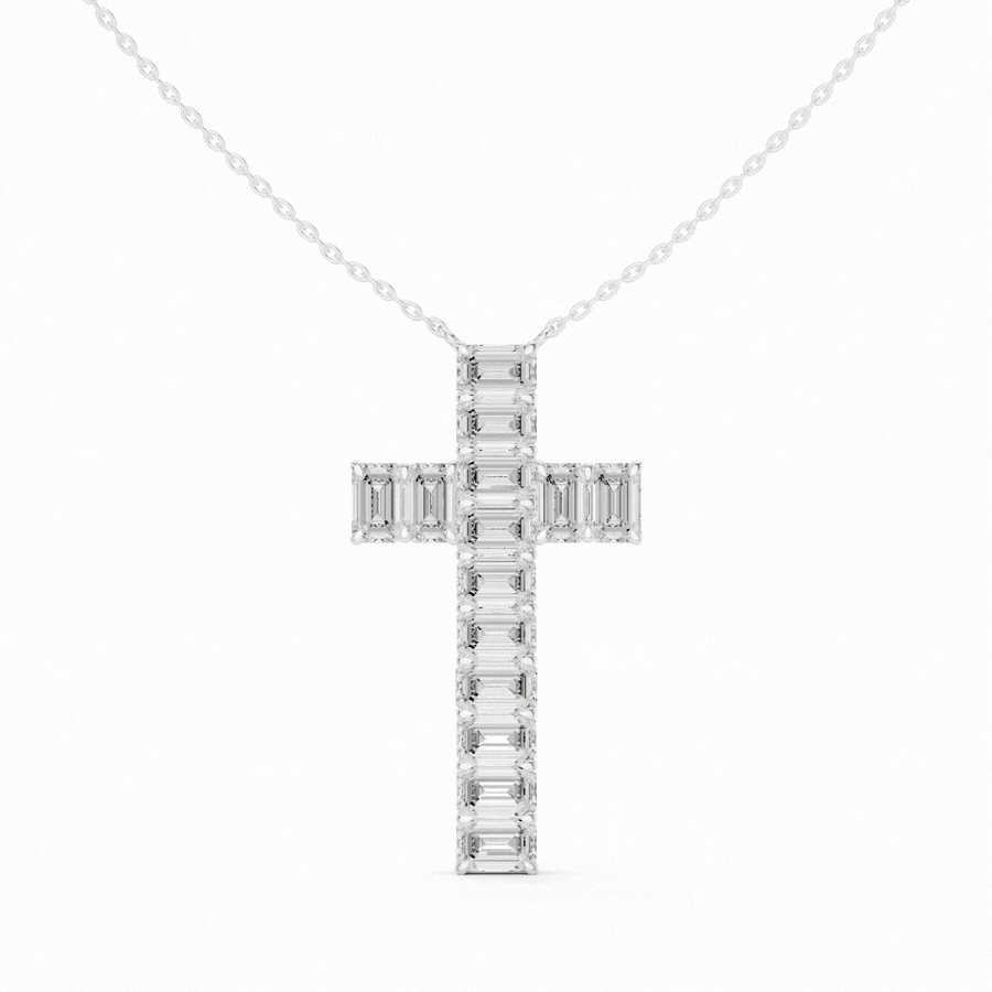 Emerald Cross Diamond Pendant