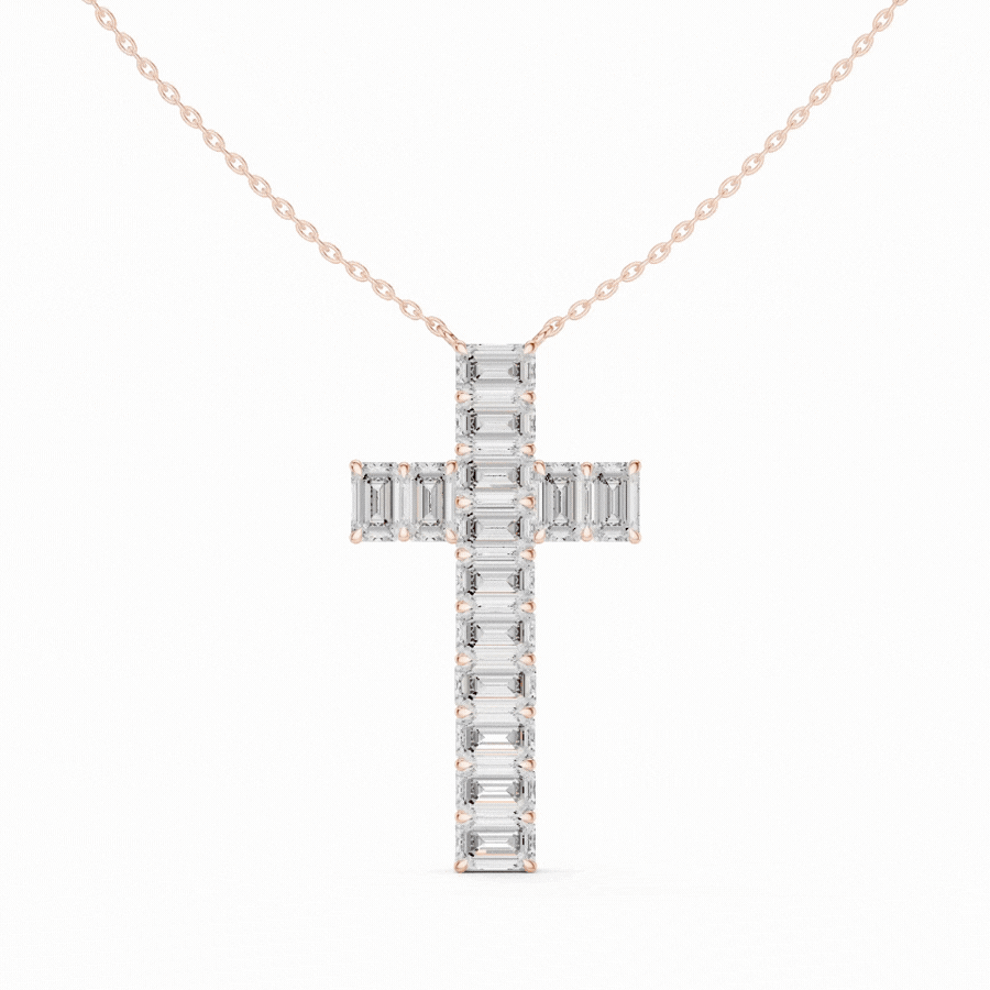 Emerald Cross Diamond Pendant