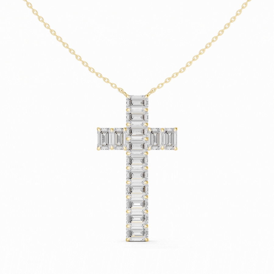 Emerald Cross Diamond Pendant